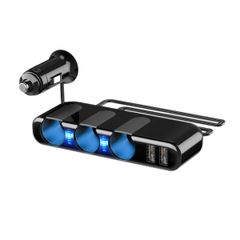 新品 Zukida 車の充電器 3ソケットシガレットライタースプリッター120W3.5AデュアルUSBシガレットライター電源アダプター（電圧表示なし）-モバイルデバイス用12VDCコンセントカー充電器(3穴車の充電器)