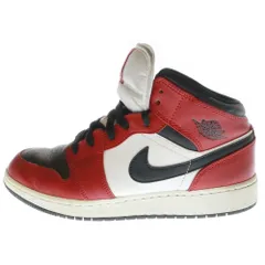 NIKE (ナイキ) AIR JORDAN 1 MID GS エアジョーダン1 ジムレッド ミッドカットスニーカー 554725-069 US6.5Y/24.5cm ホワイト/レッド/ブラック