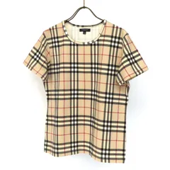 WG25544 美品 BURBERRY バーバリー 半袖 Tシャツ ノバチェック柄 丸首 ラウンドネック カットソー Lサイズ ベージュ系