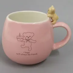 【中古】マグカップ･湯のみ ピンク ベアフルマグ 「タリーズコーヒー 10th アニバーサリー ベアフル」