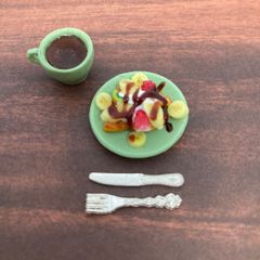 ミニチュアフード　ワッフル&紅茶
