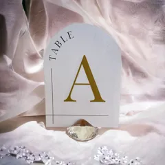 【何枚注文しても800円】結婚式 テーブルナンバー アーチ型 シンプル ゴールド文字ver.