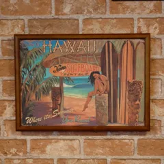 本日限定値下中★サーフィン　サーフ　アート　ポスター　額装　額縁　西海岸 vacationclub_aki-wb16010adventure