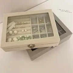 新品 透明 宝石箱 アクセサリー収納ケース ベルベット素材 多機能仕切り 結婚式 旅行用 ジュエリー整理 贈り物 プチプラ小物入れ kkk