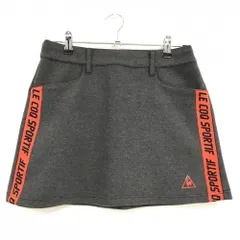 【超美品】ルコックゴルフ スカート グレー×レッド ロゴライン レディース 11 ゴルフウェア le coq sportif