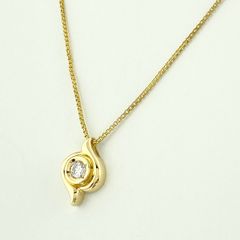 ダイヤモンド デザインネックレス K18 イエローゴールド ペンダント ネックレス YG ダイヤモンド レディース 【中古】
