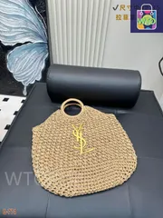 SAINT LAURENT ラフィア ショッピングトート ? 42×35cm [本日特価|新品未使用品]-WT0輸入