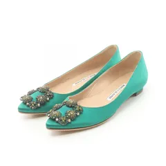 マノロブラニク MANOLO BLAHNIK その他靴 グリーン シルク ビジュー付きパンプス レディース Used Aのサムネイル