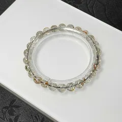 夢色 EU製 ★ゴールドスーパーセブン★パワーストーン ブレスレット 天然石 原石 綺麗 お守り ギフト 6.8-7.2mm ZB8205