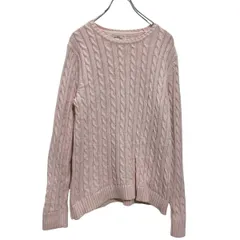 L.L.Bean コットン ケーブルニット セーター レディース L ベビーピンク エルエルビーン 古着卸 アメリカ仕入 a701-7071