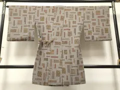 平和屋着物＃道中着　短冊吉祥花文　金彩　ロング丈　正絹　逸品　CAAT5626id