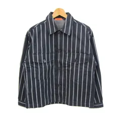 ワークマン ブルゾン ワークジャケット アウター ストライプ柄 フィールドコア メンズ Sサイズ 紺×白 WORK MAN 【中古】