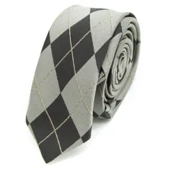 コムサイズム ブランド ネクタイ チェック柄 格子柄 ダイヤ柄 PO  メンズ グレー COMME CA ISM 【中古】