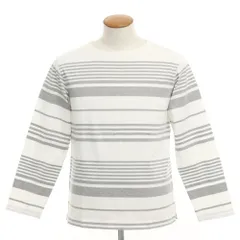 【中古】エディフィス EDIFICE コットン ボーダー クルーネック 長袖 Ｔシャツ ホワイトxグレー【サイズ48】【メンズ】のサムネイル