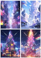 B-23 近未来 工場地帯 背景紙 コラージュ collage シート sheet achashop