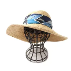 美品★正規品 HERMES エルメス シルクスカーフ巻き ラフィアハット／ストローハット／麦わら帽子 ナチュラル×マルチ 57 イタリア製 箱付きのサムネイル
