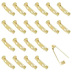 【新着商品】(25mm 20個入り)安全バーピン ブローチ クラスプピン ブローチピン 回転式 ブローチピン ロック 丈夫な縫いピン 手作りパーツ 安全 丈夫 DIY用品 PAVIKE バックス ID バッジ ネームカード タグアクセサリー ゴールドのサムネイル
