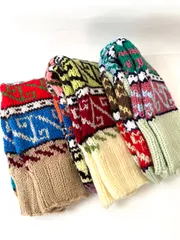 トルコトライバル柄暖か手編み靴下