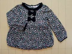 メゾピアノ mezzo piano アウトレット 子供服 女の子 130cm 長袖 カットソー 茶 リバティ 小花柄 バラ 秋 冬 ★4 トップス ガールズ 女児 キッズ 【中古】 リサイクル 古着 子ども服 こども