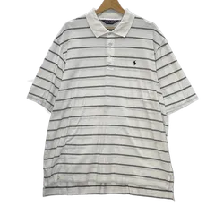 POLO GOLF RALPH LAYREN ポロゴルフラルフローレン 半袖 ボーダー ポロシャツ ポニー刺繍 ワンポイント刺繡 オーバーサイズ ビッグシルエット PERU製 XLサイズ ホワイト ブラック