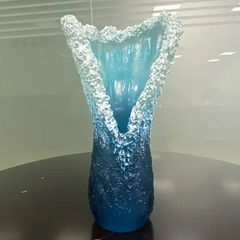 フラワーベース 花瓶 フラワーポット 海 波 マリン雑貨 波の彫刻 ブルー 樹脂 お洒落 モダン シンプル ウェーブ 青 SNS映え インスタ映え 4