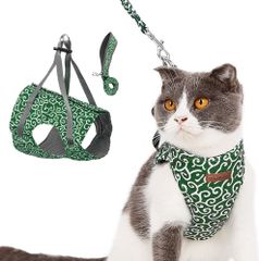 猫用 ハーネス 猫 散歩 リード付 かわいい 唐草模様 首輪セット 子犬 ベスト