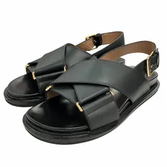 美品　MARNI マルニ　フスベット サンダル　36ベルクロ　黒　カーキ 美品 MARNI マルニ フスベット サンダル 36ベルクロ 黒 カーキ 靴