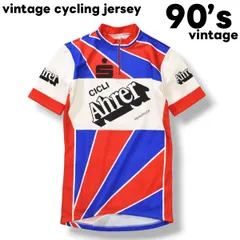 90s ヴィンテージ イタリア製 CICLI Ahrer 半袖 サイクリング シャツ ハーフジップ 裏地 パイル 2 マルチカラー トリコロール スポーツ ウェア 自転車 サイクル メンズのサムネイル