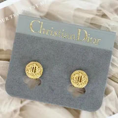 【未使用品】 Dior イヤリング CD 旧ロゴ エンブレム  GPメッキ ラインストーン クリップ式 ゴールド アクセサリー ピアス Christian Dior Vintage Earrings Gold 22191
