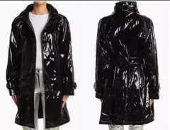 GAULTIER エナメル トレンチ スプリング コート ブラック レディース Jean Paul Gaultier エナメルトレンチコート size38