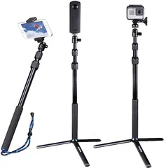 Smatree GoPro用自撮り棒 三脚付き スマートフォン用 伸縮 防水セルカ棒( 黒,  DC)のサムネイル