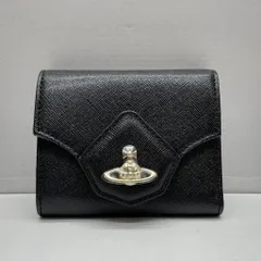 01w-5476 ヴィヴィアンウエストウッド Vivienne Westwood  サフィアーノ ヴィクトリア ニューホールドウォレット 箱あり ブラック  レディース  三つ折り財布  51010039-42106  【中古品】