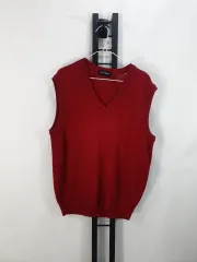 YVES SAINT LAURENT イヴ・サンローラン ベスト Vネック ニット レッド L