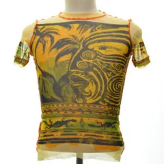 Jean Paul Gaultier 総柄半袖スリットトップ tシャツ ゴルチェ Jean Paul GAULTIER ジャンポールゴルチエ ゴルチェ Tシャツ