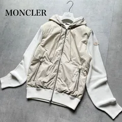 極美品 MONCLER モンクレール ニットダウンパーカー CARDIGAN TRICOT 21SS ニット切り替え ホワイト ベージュ サイズS