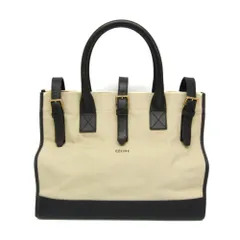 セリーヌ(Celine) レディース レザー,キャンバス ハンドバッグ ベージュ,ブラック
