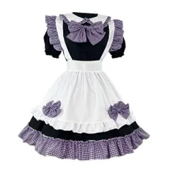 在庫処分 喫茶店 制服 撮影 変装 カチューシャ エプロン ハロウイン ギンガム フリル 半袖 コスプレ 文化祭 メイド S~5XL 大きい セット イベント メイド服 メイド服 チェック柄 可愛い パーティー メイドコスチューム メイドコスプレ [FULIN