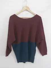 ◇ AZUL BY MOUSSY ボートネック バイカラー 長袖 ニット セーター サイズ S バーガンディー ネイビー レディース P  【1301110002304】