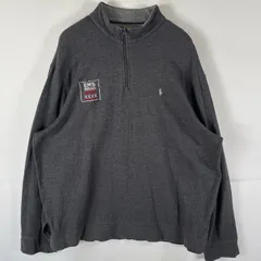 古着 ポロ・ラルフローレン POLO RALPH LAUREN スウェット ハーフジップ トレーナー 大きいサイズ ワンポイントロゴ 企業ロゴ XXL  ダークグレー メンズ