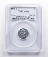MS66 1943-S リンカーン・ウィート・セント PCGS 