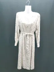 ◇ ◎ ●未使用● INDEX インデックス 花柄 総柄 Vネック 薄手 長袖 ロング ワンピース サイズM ベージュ レディース E  【1308160034262】