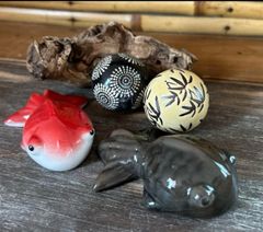 ＊浮球＊ 4点  陶器 浮き球 浮き玉 置物 睡蓮鉢 メダカ鉢 ビオトープ