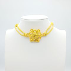【受注制作】八重菊結びのチョーカー（黄色・イエロー） 和風 中華風 チャイナ 中国結び 飾り結び 組紐