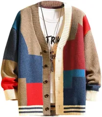 [エンプティオ] ボタン ニット アメカジ 前開き 暖かい カラフル カーディガン メンズ カワイイ ザックリ ベーシック せーたー 部屋着 エスニック アッタカ モコモコ ニットセーター ポケット無し スクール v系 ワ [ポピーレッド] [X-Large]