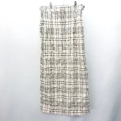 ◇ natural couture ナチュラルクチュール チェック柄 ロング丈 タイト スカート サイズF アイボリー レディース E  【1408060003952】