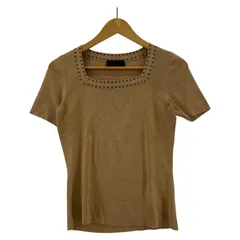 UNTITLED アンタイトル スクエアネック 半袖 ニットカットソー size2/ベージュ