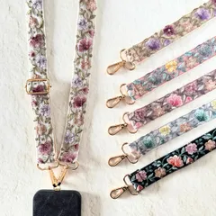 インド刺繍リボン スマホショルダー ショルダーストラップ ショルダーベルト Blooming