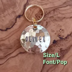 キラリ真鍮　迷子札　犬　猫(Lサイズ/ポップ)(凸凹加工あり)