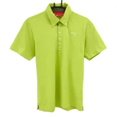 プーマ 半袖ポロシャツ ライトグリーン ロゴ刺しゅう ボタンダウン メンズ L ゴルフウェア PUMA