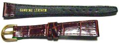 時計の本皮ベルト　茶色(形押しワニ皮風）バックルの色：金　幅14ｍｍ
